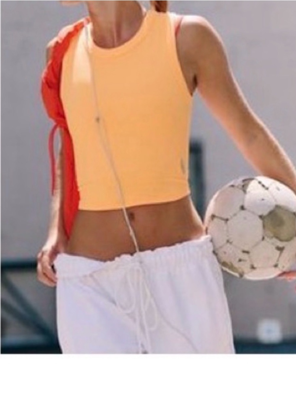 Two-Tone Elastic Waist Shorts - Sage Green and Peach and Free Throw Muscle tank
